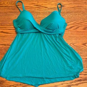 Coco Reef Diamond Wrap bra sized tankini top, Turquoise.